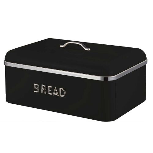 Chlebak Metlex stalowy, czarny z srebrnymi akcentami i napisem 'BREAD'