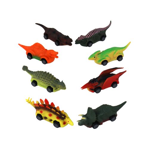 Satz Federn Dinoszaurusz Színes Autók, 8 dinoszaurusz autó játék készlet
