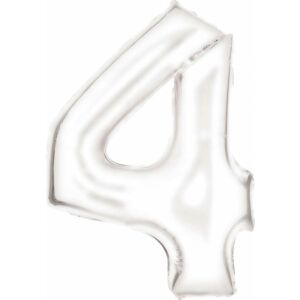 Fólia léggömb száma 4 szatén fehér 86cm 9917296