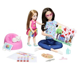 Set de joacă Barbie Art Terapie: Păpușa terapeut și păpușa pacient cu materiale de artă - Mattel Baba