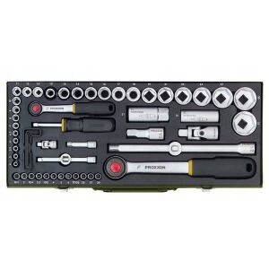 PROXXON 55-teiliges 1/2" und 1/4" Steckschlüssel-Set im Stahlkoffer - Steckschlüssel