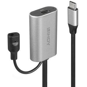 Lindy USB-C - USB-C kábel audio adapterrel, 5m, ezüst - USB kábel