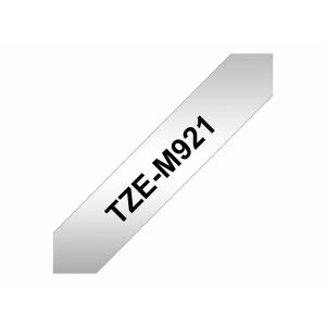 Brother Labelling Tape Cassette TZe-M921 Black on Silver, TZe, 8 m 132675230 - Maszyna do pisania i taśma