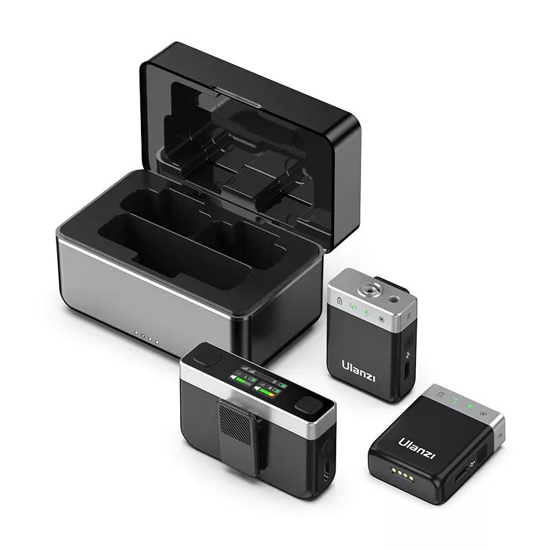 Mikrofon Ulanzi 2x Mikrofon Bezprzewodowy Krawatowy do Telefonu Aparatu Kamery / Pamięć 8GB / Zasięg 100m / Ulanzi AM-18