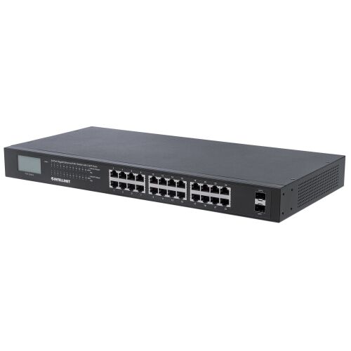 Intellinet 561242 24-Port Gigabit PoE+ Unmanaged Switch vedere unghiulară