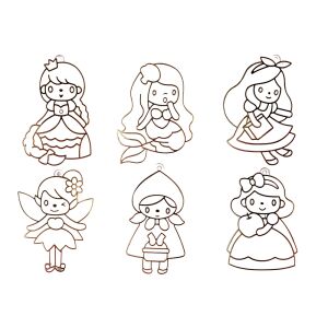 Glasmalerei Anhänger Fusingfarbe Prinzessinnen 6 Stk. - Prinzessinnen-DIY-Anhänger-Umrisse zum Glasmalen - Lean Toys