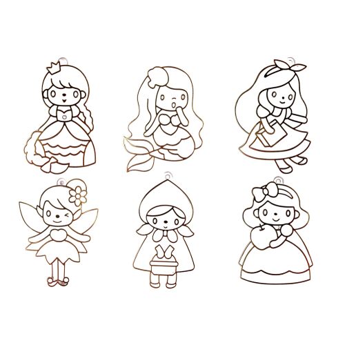 Glasmalerei Anhänger Fusingfarbe Prinzessinnen 6 Stk. - Prinzessinnen-DIY-Anhänger-Umrisse zum Glasmalen