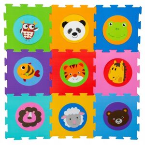 Habszőnyeg, padlórejtvény, állatszínek, 96x96, Smily Play, 10 hónap+