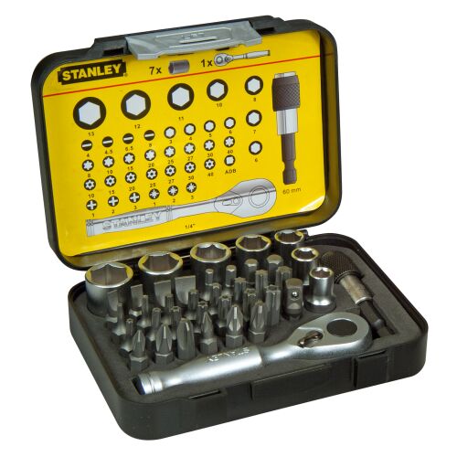 Stanley Expert X39 Bit- und Steckschlüsselsatz - 39-teiliges Set mit Ratsche