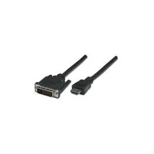 Techly HDMI - DVI-D kábel, 1.8m, fekete, HDMI eszközök csatlakoztatása DVI-D kijelzőkhöz - Techly
