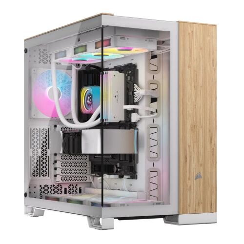 Corsair 6500X weißes Dual-Chamber-PC-Gehäuse mit installierten Komponenten