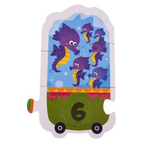 Playful Mario Digitales Tierzug Puzzle Teil mit Seepferdchen und Nummer 6 - Schaukelpferde, Schaukeltiere und Entwicklungsspiele für Kinder im Kindergartenalter