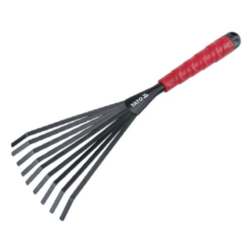 Greblă evantai YATO de 13 inch, metalică, cu mâner din plastic, pentru curățarea grădinii