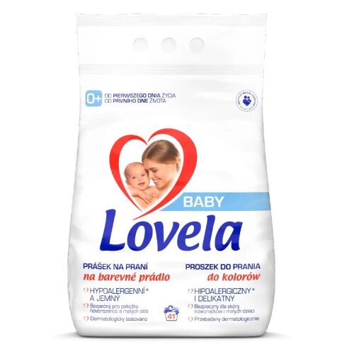 Lovela Baby Color mosópor 4.1kg színes ruhákhoz, hipoallergén és gyengéd - Mosószer