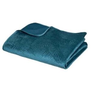 Dekoracja domu Narzuta Leaf Blue 240x260 cm welurowa 132717149 - Tekstylia domowe