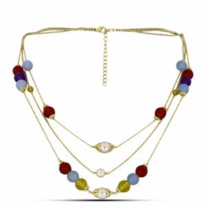 Arannyal Bevont Ezüst Nyaklánc Bíbor Jádéval és Ural Citrinnel, Y59674 132721224 - Női kiegészítő