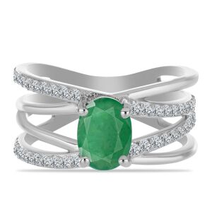 Ezüst Gyűrű Brazil Smaragddal és Fehér Topázzal, Y59724/54 132721340 - Női kiegészítő