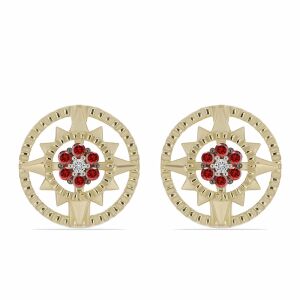 Arannyal Bevont Ezüst Fülbevaló Vörös Gyémánttal és Fehér Gyémánttal, Y59794 132721470 - Női kiegészítő