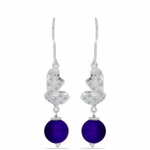 Ezüst Fülbevaló Bíbor Jádéval és Fehér Topázzal, Y59823 132721714 - Női kiegészítő