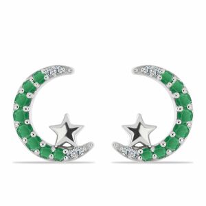 Ezüst Fülbevaló Brazil Smaragddal és Fehér Topázzal, Y59831 132721749 - Női kiegészítő