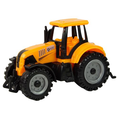 Gelber Farmer Toys Traktor Spielzeug, schräge Ansicht