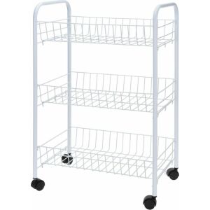 Excellent Houseware 3 szintes fehér gurulós kocsi, konyhai tároló - Zsúrkocsi