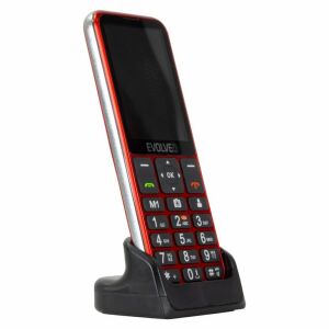 EVOLVEO EasyPhone LT, mobiltelefon időseknek töltőállvánnyal, piros