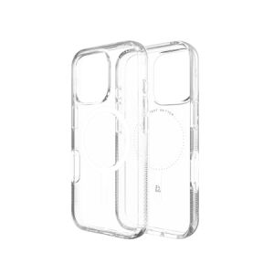 Two ZAGG Crystal Palace Snap clear iPhone 16 Pro cases, MagSafe compatible, angled view - ZAGG