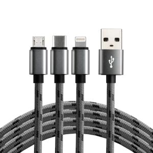 Cablu USB-C, Lightning, micro USB 3in1 EverActive CBB-1.2MCI 1,2m gri 132736285 - Încărcătoare și cabluri