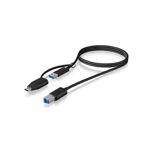 Kabel USB Icy Box USB-B - USB-C + USB-A 1 m Czarny (IB-CB032) 132747378