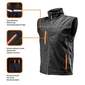 Neo softshell melegítő munkamellény, softshell, xxxl
