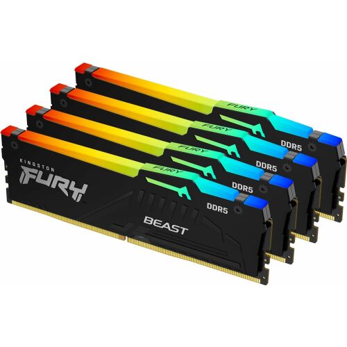 Zestaw pamięci RAM Kingston FURY Beast RGB DDR5 64GB 6000MHz CL40 (4x16GB)