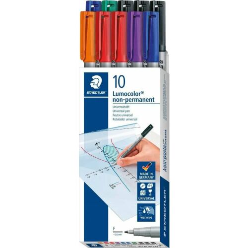 STAEDTLER Lumocolor F univerzális toll perm nélkül, 10 db, összecsukható 132769142