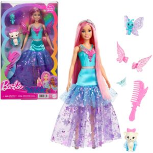 Lalka Barbie Magic Malibu Roberts z różowymi włosami, skrzydłami wróżki i akcesoriami - Mattel Baba