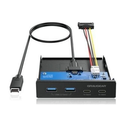 GRAUGEAR Multi Frontblende 4-Port USB-HUB, 2x USB-C,2x USB-A retail