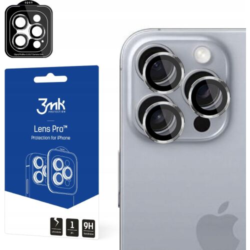 3MK Lens Protection Pro Titanium Silver iPhone 16 Pro/Pro Max készülékhez - kameralencse védő - Kijelzővédő fólia