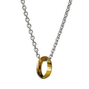 Władca Pierścieni Jedyny Pierścień naszyjnik, pozłacany wisiorek z inskrypcją elficką - Opatrunek dodatkowy