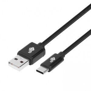 Kabel USB-A do USB-C TB zbliżenie, czarny pleciony przewód - Kabel