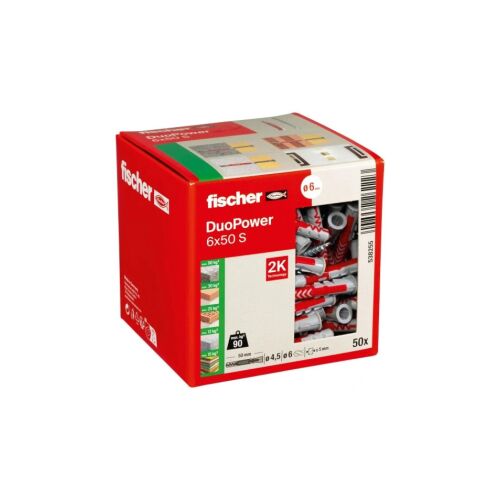 Fischer DUOPOWER 6x50 S LD tiplik csavarokkal, 50 darab
