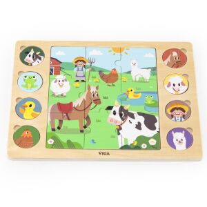 VIGA Puzzle din lemn Guess By The Shadow - Farm Jigsaw Puzzle 17 buc. 132803984 - Premergatoare, Premergatoare și Jocuri de dezvoltare pentru copii mici