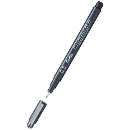Pentel PointLiner 0,8 mm schwarzer Fineliner 134637429