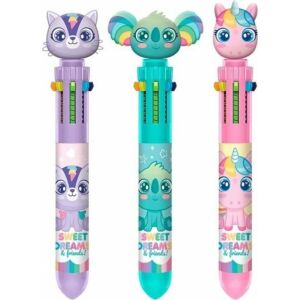 Kids Euroswan Sweet Dreams 6-Farben-Stift mit 3D-Topper, mit Katzen-, Koala- und Einhorn-Motiven. - Stifte & Bleistifte