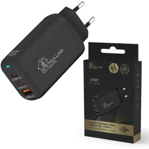 Extralink Smart Life Fast Charger 65W GaN | Ładowarka | 2x USB-C, USB-A, CHARESL02 138907519 - Extralink