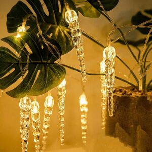 Modee BAT Eiszapfen Lichter schmücken eine Pflanze, warmweiße LED Lichterkette - Lichterketten
