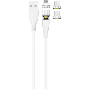 Cablu USB 2GO USB-A - USB-C + Micro-B + Lightning Alb (797317) 132825063 - Cabluri de date