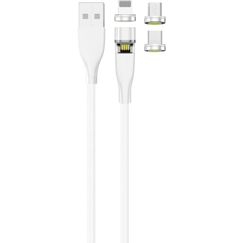 USB kábel 2GO USB-A - USB-C+Micro-B+Lightning White (797317)