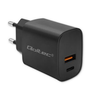 Qoltec Ładowarka GaN POWER PRO |  1xUSB-C | 1xUSB | 30W | 5-20V | 1.5-3A | Czarna 132829378 - Qoltec