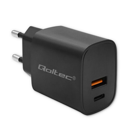 Qoltec Ładowarka GaN POWER PRO |  1xUSB-C | 1xUSB | 30W | 5-20V | 1.5-3A | Czarna 132829378