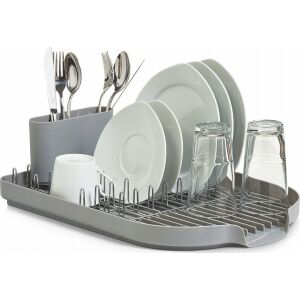 Zeller Geschirrtrockner mit Besteckbehälter, 2in1, Farbe grau, ZELLER 132834307 - Abtropfgestell