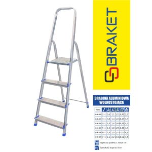 BRAKET Scară din aluminiu cu 5 trepte și platformă, scară pliabilă ușoară - Seturi scule și Scari